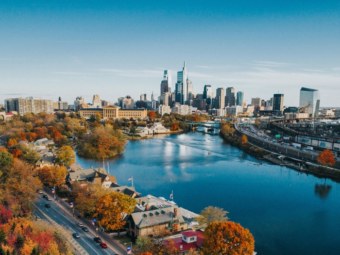 river with philadelphia skyline in the background