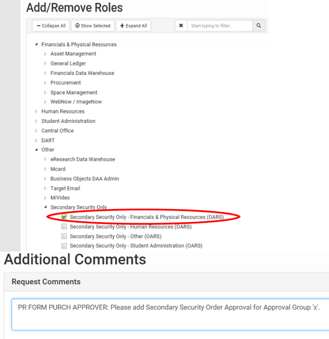 Screentshot of platform for additional comments