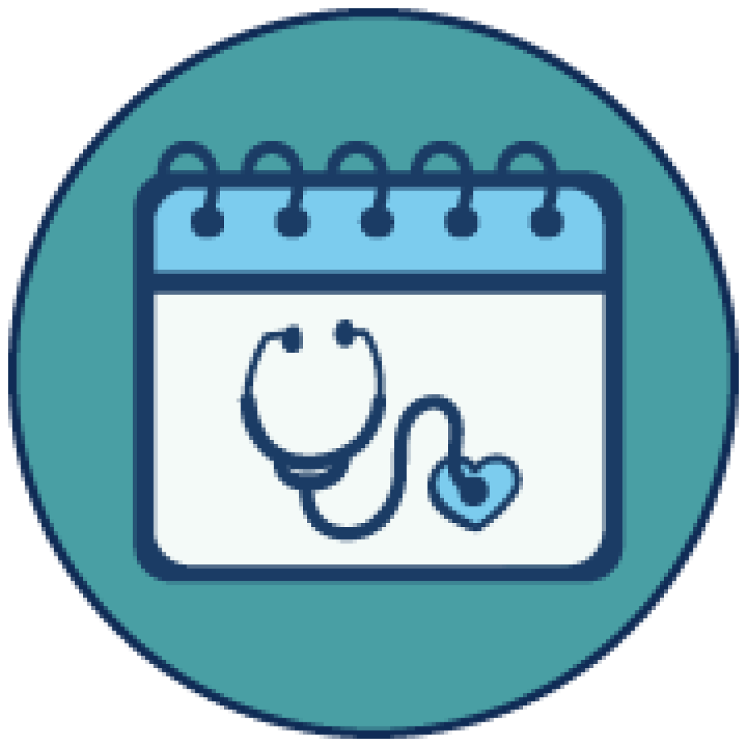 Illustration of a calendar page with a stethoscope on it